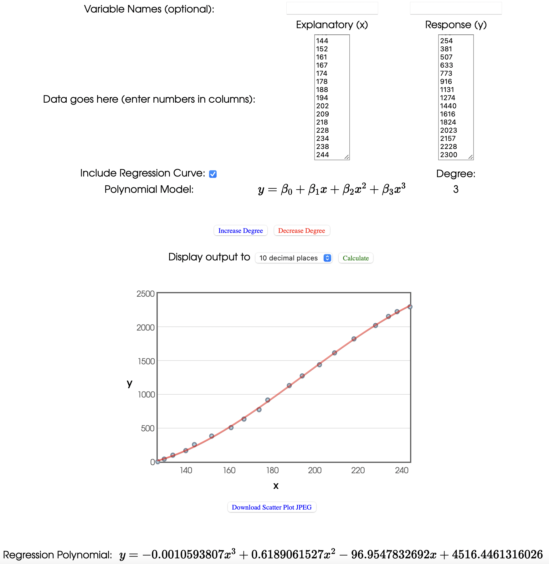 Polynomial Regression Calculation